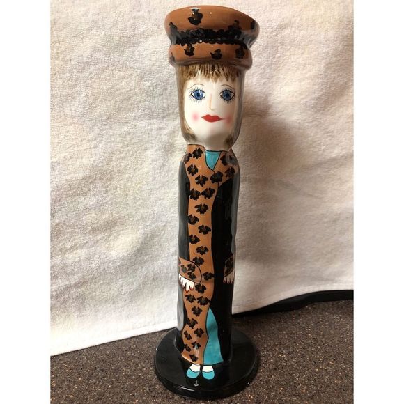 SUSAN PALEY “LYDIA’S LEOPARD COAT” FLOWER VASE OR CANDLESTICK HOLDER 11” TALL - Picture 1 of 5